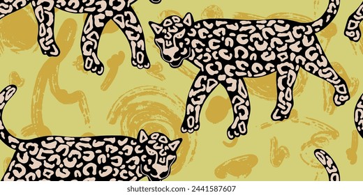 Vector animal print. Seamless leopard pattern design for fabric and textile, packaging, web and social media design

