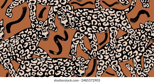 Vector animal print. Diseño de patrón de leopardo sin costura para tela y textil, embalaje, Web y diseño de redes sociales