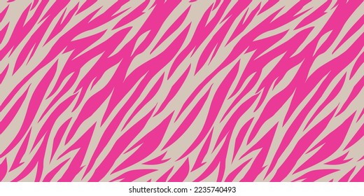 
Vector animal print. Seamless tiger trendy pattern. Pink stripes on a beige background.