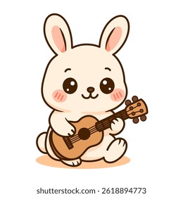 Vector animal rabbit playing guitar