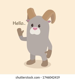vectorial animal Ram lindo ondear. Ilustración vectorial al estilo de las caricaturas planas.
