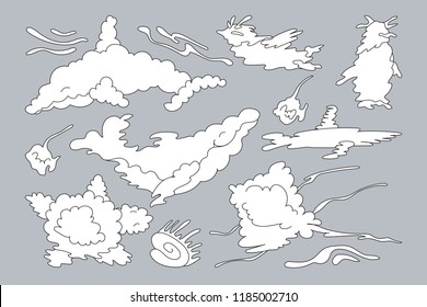 vector animal shaped cloud. Cartoon linear set 