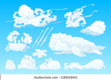 vector animal shaped cloud. Cartoon cloudy sky set