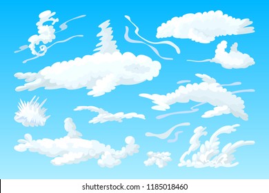 vector animal shaped cloud. Cartoon cloudy sky set