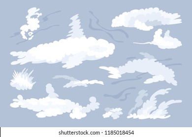 vector animal shaped cloud. Flat pastel set 