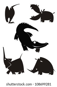 Vector animal silhouettes collection for design