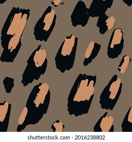 Textura de la piel de los animales vectores. Repetir la acuarela de puntos de leopardo. Papel de la jungla. Black Modern Leopard Spots. Patrón de piel de animal vectorial sin foco. Diseño Tropical De Lujo. Impresión de tinte de color acuático.