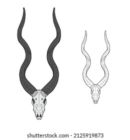 Vector animal skull. hand drawn illustration. Western style logo isolated on white
