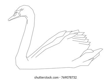 Vector - animal  swan geometric isolatet on background