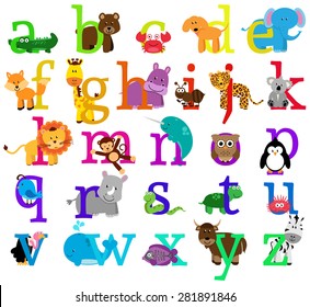 Vector Animal Themed Alphabet