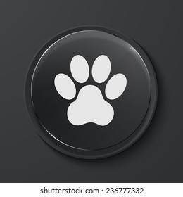 Vector animal tracks modern black glass circle icon. Eps10