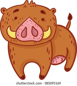 vector animal warthog pig boar african wildlife child cartoon colored isolated