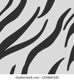 Vector animalistic print seamless pattern. Zebra or tiger stripes dark grey light grey white