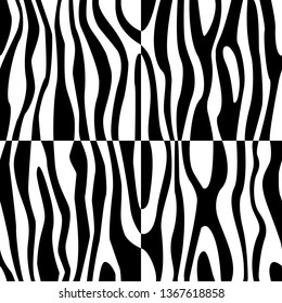 Vector animalistic seamless pattern. Fashion zebra print. Black and white.
