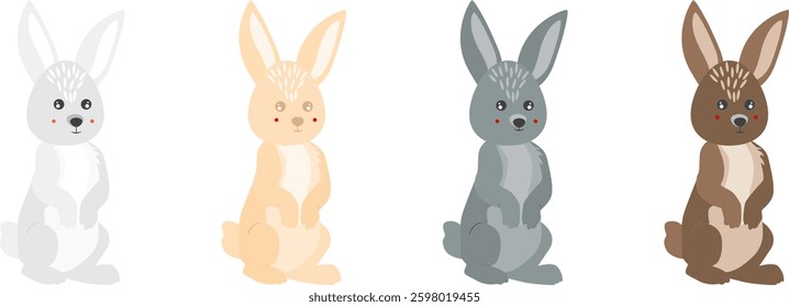 Vector animals of bunnies and rabbits