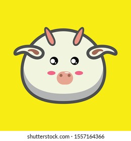  vector animals cow in cartoon style. Cute animals on a yellow background.