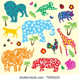 vector animals with different patterns