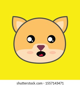  vector animals dog in cartoon style. Cute animals on a yellow background.