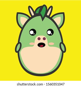 vector animals dragon in cartoon style. Cute animals on a yellow background.
