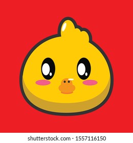 vector animals duck in cartoon style. Cute animals on a red background.