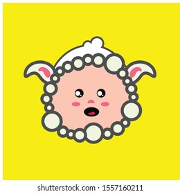  vector animals goat in cartoon style. Cute animals on a yellow background.