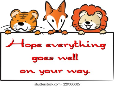 vector animals with greeting card 