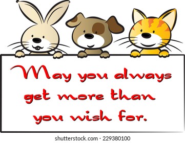 vector animals with greeting card 