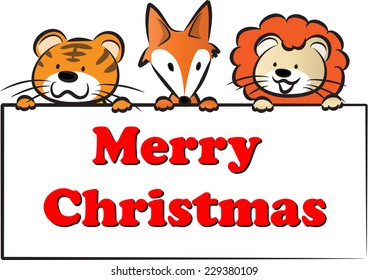 vector animals with greeting card 