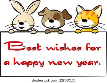 vector animals with greeting card 