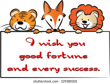 vector animals with greeting card 