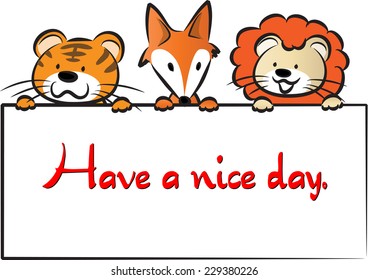vector animals with greeting card 