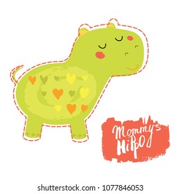 vector animals, hippo africa, ink spots, children prints, figure for t-shirt, decoration for the children's room