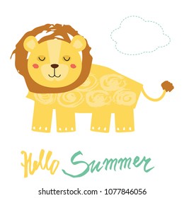 vector animals, lion africa, ink spots, children prints, figure for t-shirt, decoration for the children's room