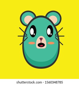 vector animals mouse in cartoon style. Cute animals on a yellow background.
