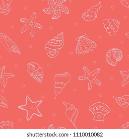 Vector Animals of The Ocean coral seamless pattern background. Perfect for fabric, scrapbooking and wallpaper projects.