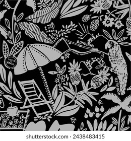 vector animals pattern illustration. wild animal outline safari vector