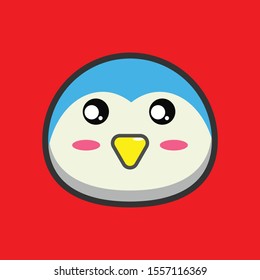 vector animals penguin in cartoon style. Cute animals on a red background.