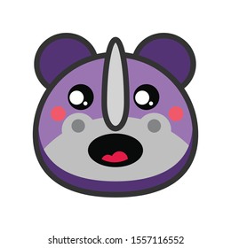 vector animals rhino in cartoon style. Cute animals on a white background.