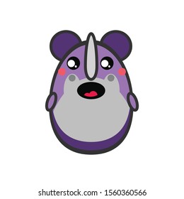 vector animals rhino in cartoon style. Cute animals on a white background.