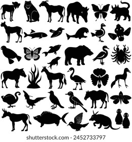 Vector Animals set silhouette illustration