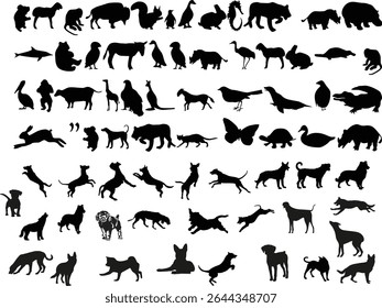 vector animals silhouette design set
