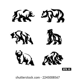 Vector animals silhouettes isolated on white. Livestock and poultry icons, Flat animal, 