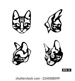 Vector animals silhouettes isolated on white. Livestock and poultry icons, Flat animal, 