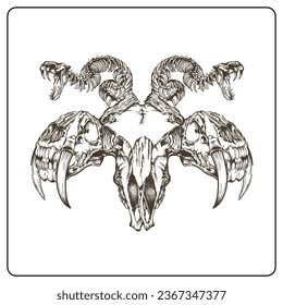 Vector Animals skull Illustration Black and White