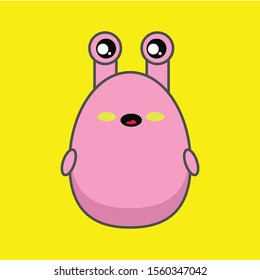 vector animals snail in cartoon style. Cute animals on a yellow background.