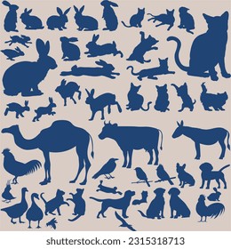 vector animals suilhouette illustration drawing style of animal collection
