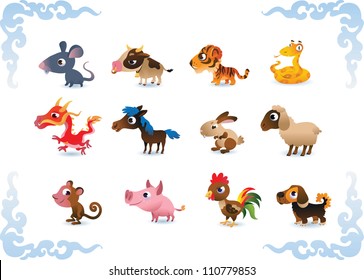 Vector Animals - Symbols Of Chinese Horoscope