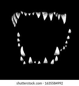 The vector animals teeth in howling for T-shirt design print or tattoo.