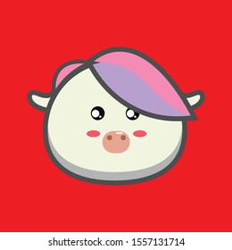  vector animals unicorn in cartoon style. Cute animals on a red background.