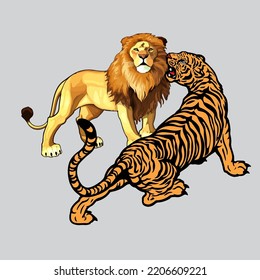animales vectores, tigres amarillos y leones que se manipulan para la educación de los niños